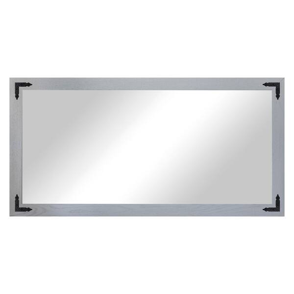 Rayne Mirrors (33 in. W x 66 in. H) Grey Hardwood Rectangle Mirror with ...