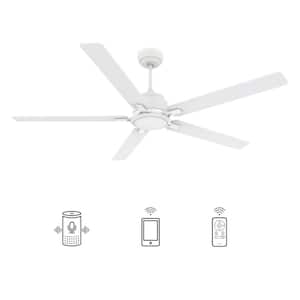 Essex 60 in. Dimmable LED Indoor/Outdoor White Smart Ceiling Fan with Light and Remote, Works with Alexa/Google Home
