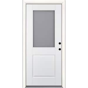 Smart Glass 36 in. x 80 in. Left Hand Inswing 1/2-Lite Smooth Unfinished Fiberglass Prehung Front Door