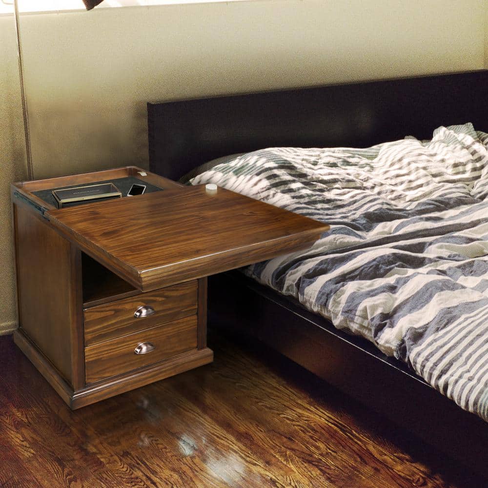 Lincoln 20" Mocha Solid Wood Nightstand with Concealed Drawer