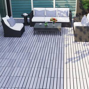 1 ft. x 1 ft. Acacia Wood Interlocking Deck Tiles in Gray, Indoor Outdoor Striped Pattern Floor Tiles (20 per Case)