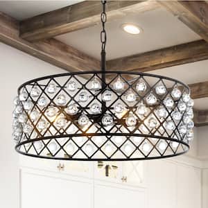 Gabrielle 23 in. 4-Light Oil Rubbed Bronze Crystal/Metal LED Pendant
