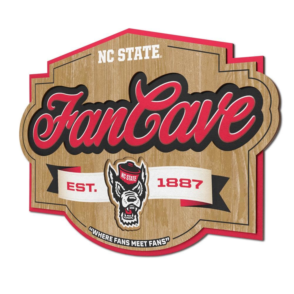 YouTheFan NCAA NC State Wolfpack Fan Cave Decorative Sign, Team Colors