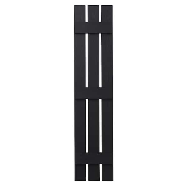 Ply Gem 12 in. x 59 in. Polypropylene 3-Board Open Board and Batten Shutters Pair in Black