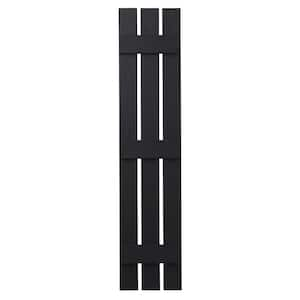 12 in. x 67 in. Polypropylene 3-Board Open Board and Batten Shutters Pair in Black