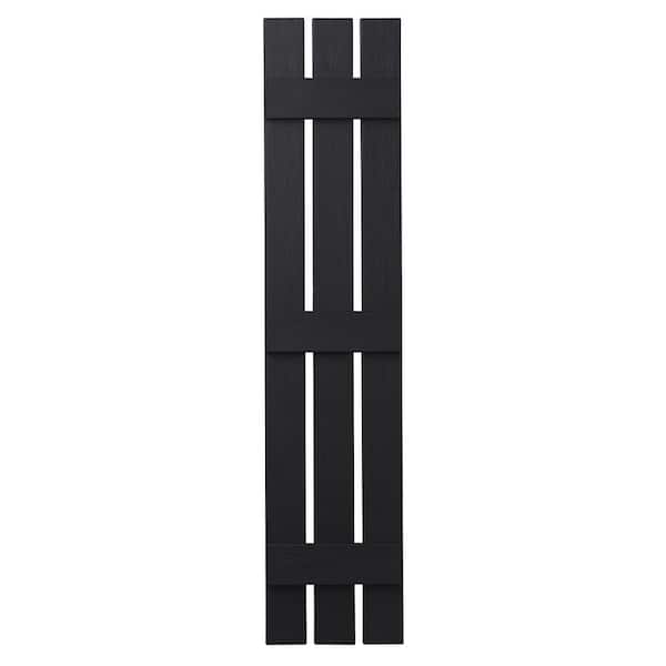 Ply Gem 12 in. x 67 in. Polypropylene 3-Board Open Board and Batten Shutters Pair in Black