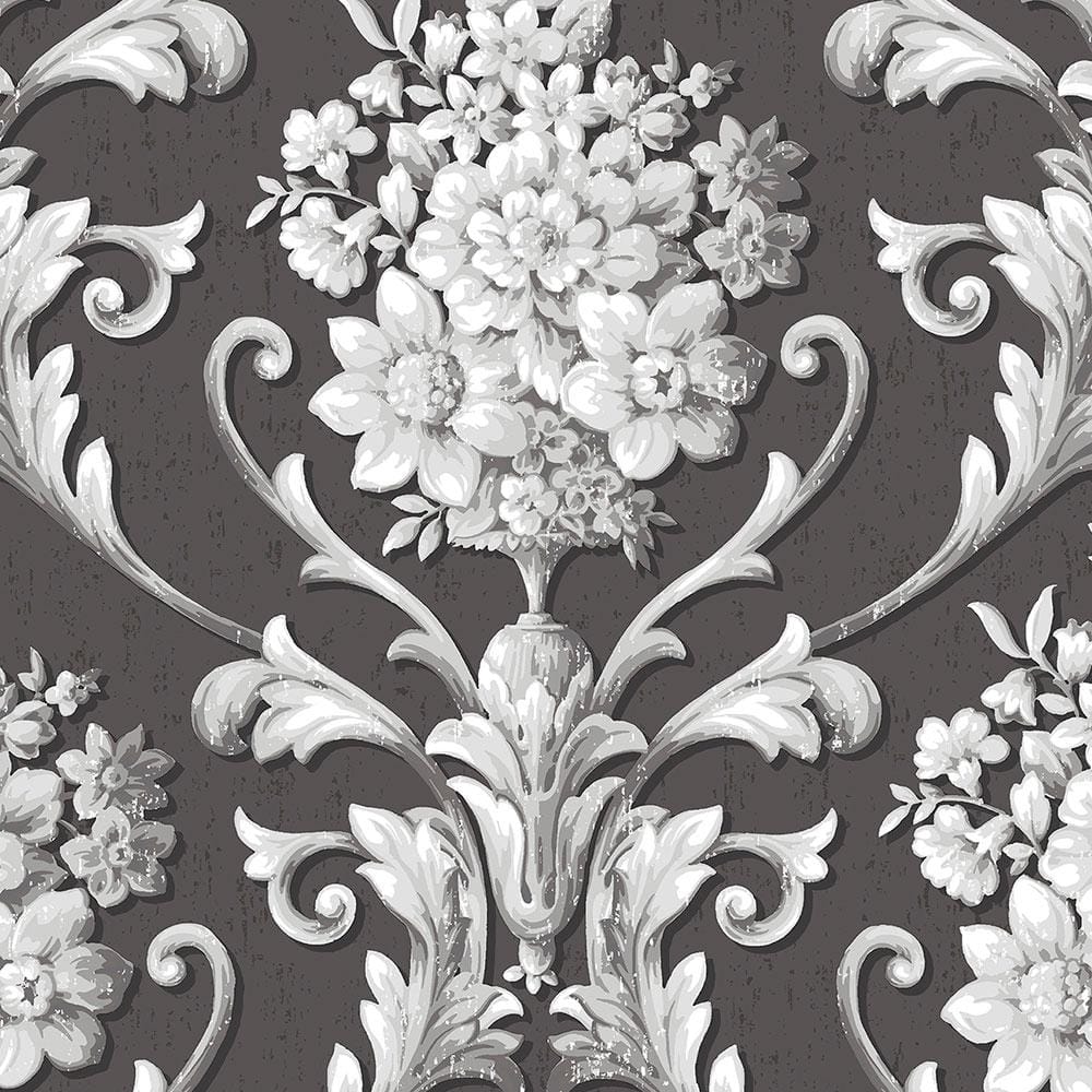 Floral Damask Vinyl Roll Wallpaper (Covers 56 sq. ft.)