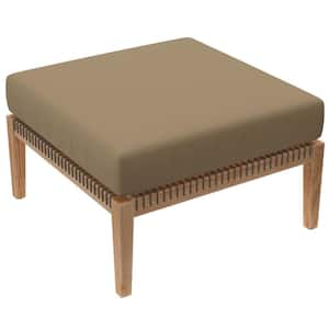 Clearwater Outdoor Patio Teak Wood Ottoman in Gray Light Brown