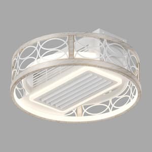 Art Deco 1-Light dimmable Integrated LED White Ceiling Fan Chandelier for Living Rooms, Dining Rooms and Bedrooms