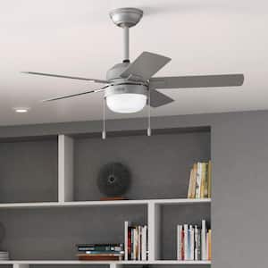 Zeal 44 in. Indoor Matte Silver Ceiling Fan with Light Kit