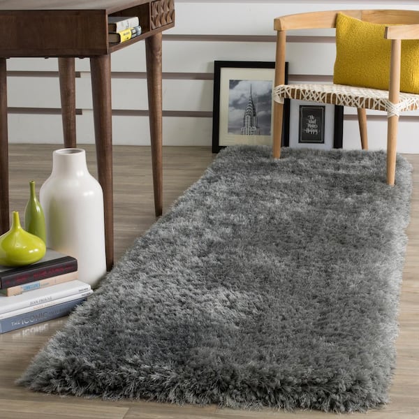 Luxe Shag Gray 2 ft. x 6 ft. Solid Runner Rug