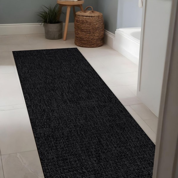 Royal Easy Jute Dark Grey 2 ft. x 7 ft.. Solid Indoor Outdoor Area Rug