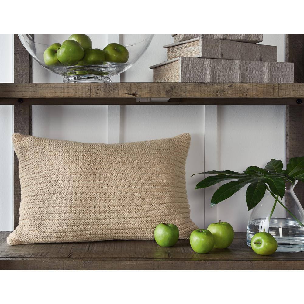 Tan Ribbed Rectangular Cotton Pillow