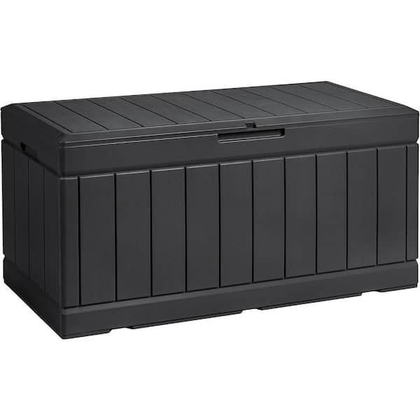 Unbranded 85 Gal. Black Resin Deck Box Lockable Waterproof