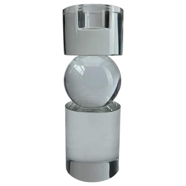 Liv & Skye Clear 7 in. Glass Crystal Pillar Candle Holder with Modern Design