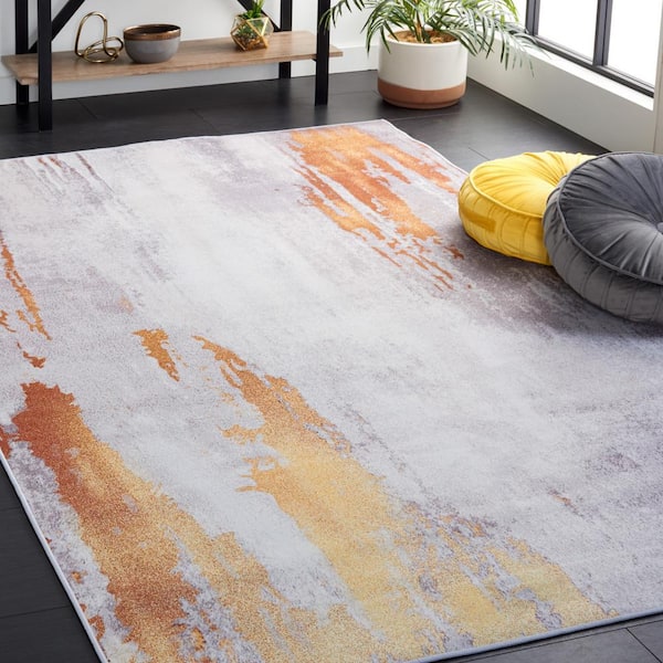 Tacoma Gray/Rust 9 ft. x 12 ft. Machine Washable Abstract Solid Area Rug
