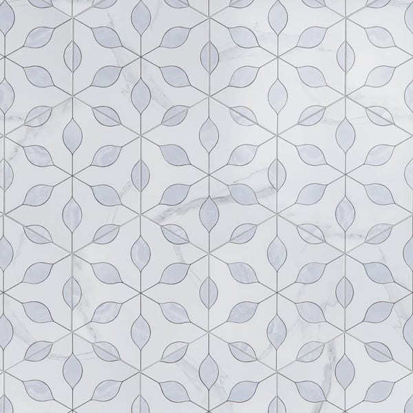 MOLOVO Alicante Zafiro Blue Hexagon 7.88 in. x 9.45 in. Matte Porcelain Tile Sample