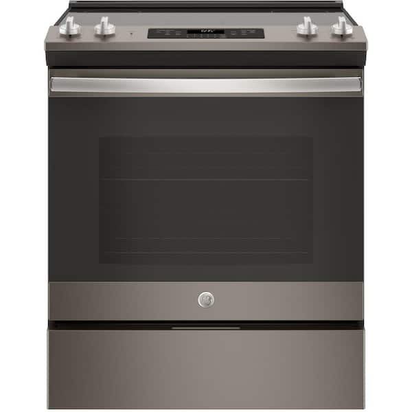 GE 30 in. 5.3 cu .ft. Slide-In Electric Range with Self-Cleaning Oven in Slate, Fingerprint Resistant