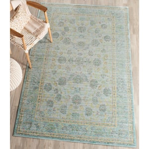 Valencia Light Blue/Turquoise 4 ft. x 6 ft. Border Area Rug