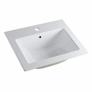 Laguna Beach 21-5/8 in. Bathroom Sink in White Ceramic Rectangular Drop-in with Overflow and Single Faucet Hole