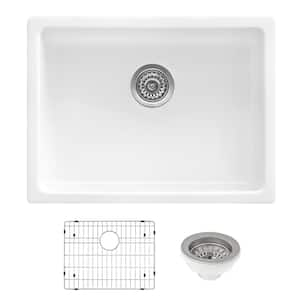 24 in. Single Bowl Dualmount Fireclay Kitchen Sink in White