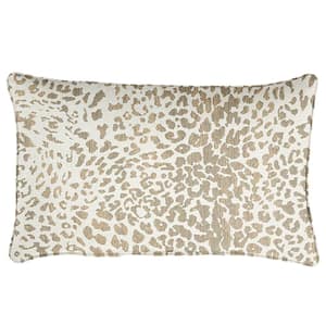 Sorra Home Sunbrella Tan Leopard Rectangular Outdoor Corded Lumbar Pillows (2-Pack)