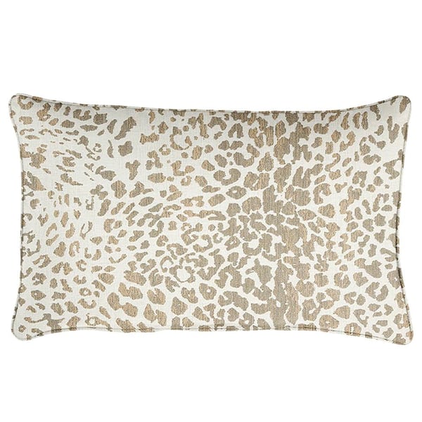 SORRA HOME Sunbrella Tan Leopard Rectangular Outdoor Corded Lumbar Pillows (2-Pack)