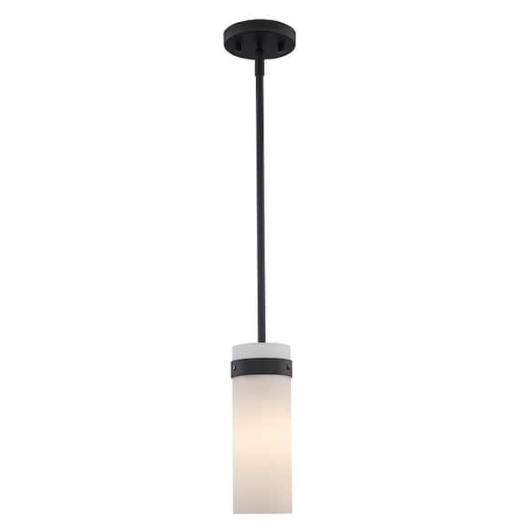 Crosby 1-Light Black Mini Pendant Light Fixture with Frosted Glass Shade