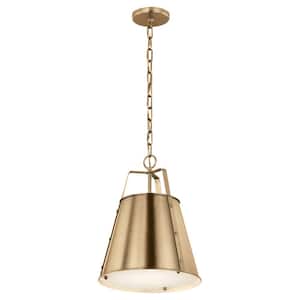 Etcher 13 in. 1-Light Champagne Bronze Traditional Shaded Hanging Pendant Light with Metal Shade