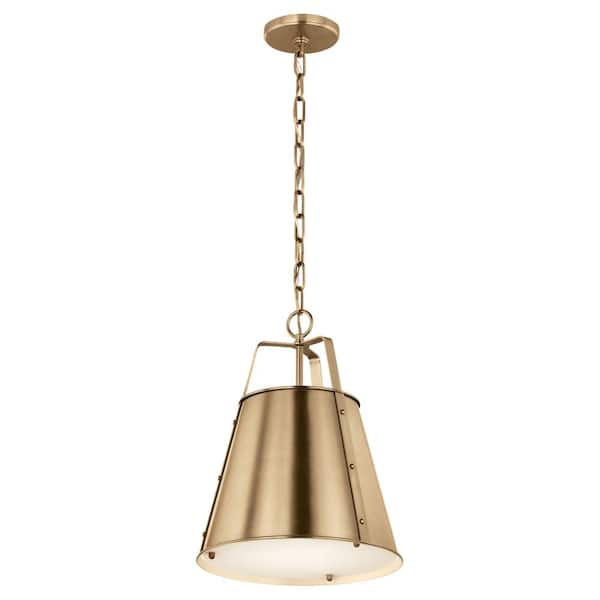 KICHLER Etcher 13 in. 1-Light Champagne Bronze Traditional Shaded Hanging Pendant Light with Metal Shade