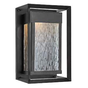 Bronze Outdoor Hardwired Lantern Sconce with Integrated LED