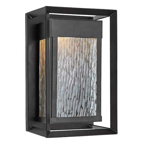 Unbranded Bronze Outdoor Hardwired Lantern Sconce with Integrated LED