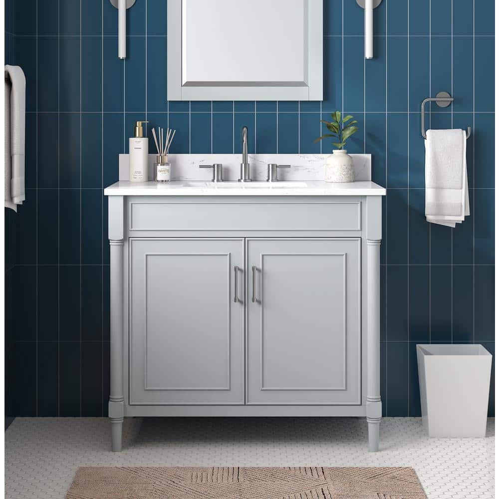 Avanity Bristol 37 in. Single Sink Light Gray Bath Vanity with Cala ...