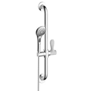 18 in. x 1-1/4 in. Concealed Screw Grab Bar with Adjustable Hand Shower Holder and 4-Spray Handheld Shower in Chrome