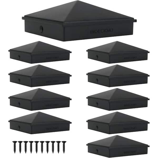 Afoxsos 10 Pack Aluminum Pyramid Post Caps for 3.5 x 3.5 Wood Posts Black Matte Finish for Fence Mailbox Cable Railing System