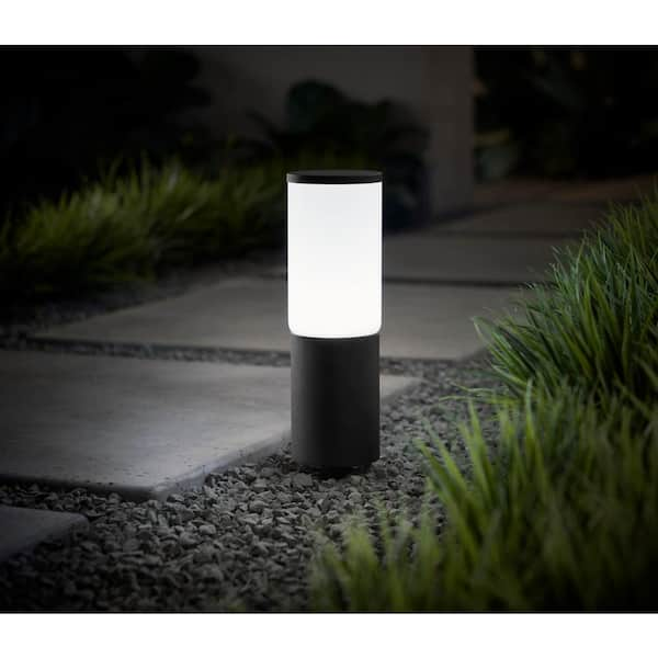 Hartford 351 Lumen Low Voltage Millennium Black LED Smart Outdoor Bollard Light Powered by Hubspace