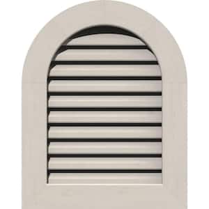 12" x 30" Round Top Gable Vent: Primed, Functional, Smooth Pine Gable Vent w/ Brick Mould Face Frame
