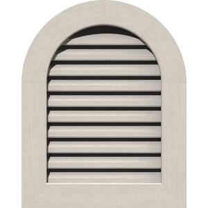 25 in. x 35 in. Round Top Primed Smooth Pine Wood Paintable Gable Louver Vent