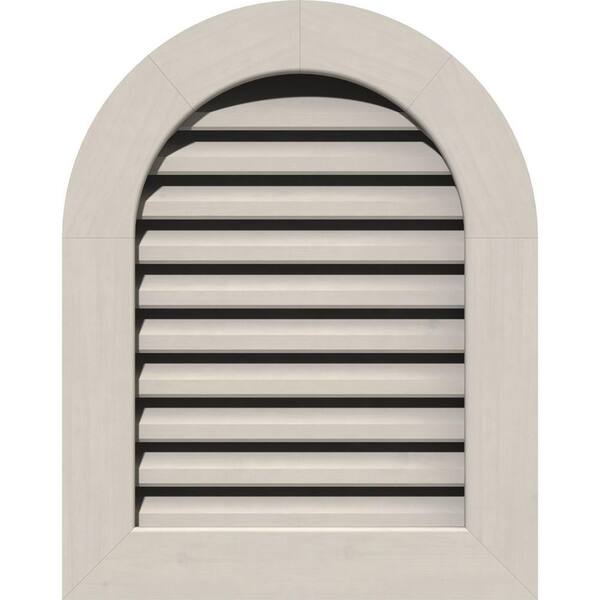 Ekena Millwork 39 in. x 41 in. Round Top Primed Smooth Western Red Cedar Wood Paintable Gable Louver Vent