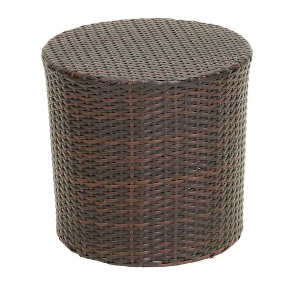 Cisvio Wicker Bucket Outdoor Side Table in Brown