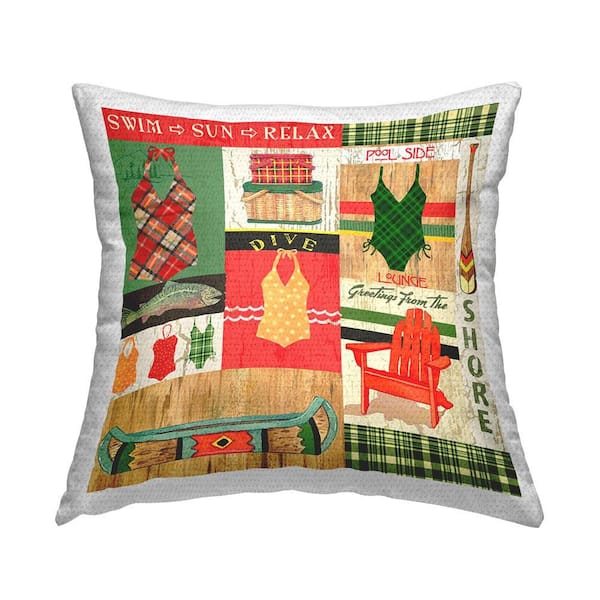Stupell Industries Summer Swimsuit Collage Outdoor Printed Throw Pillow by Andrea Tachiera