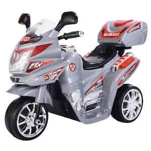 7 in. 6-Volt Battery Powered Motorcycle Electric Kids Ride On 3 Wheels Bicycle Gray