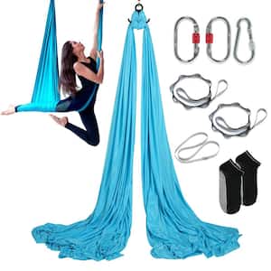 Aerial Yoga Hammock and Swing 5.5 Yards Aerial Yoga Starter Kit with 100gsm Nylon Fabric, Blue