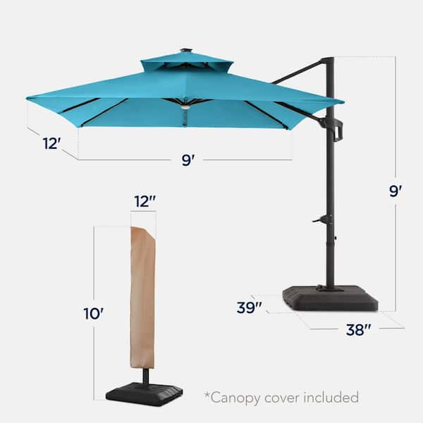 best choice products patio umbrella offset 10& 39 10ft Solar LED Hanging Outdoor Market w/ Adjustable Tilt and high Cantilever Offset Patio Umbrellas and