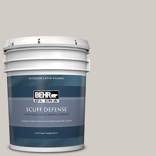 BEHR ULTRA 5 gal. Home Decorators Collection #HDC-NT-20 Cotton Grey Extra Durable Satin Enamel Interior Paint & Primer