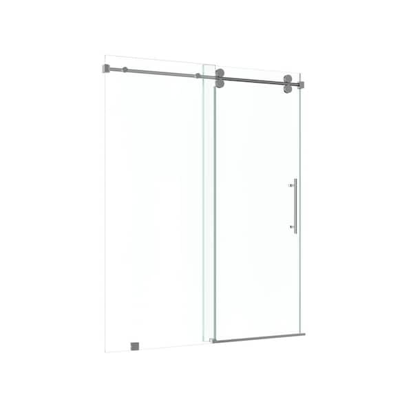 Radiance 60 in. W x 79 in. H Single Sliding Frameless Shower Door in Chrome with 3/8 in. Clear Glass