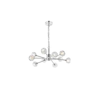 Timeless Home 30 in. 10-Light Chrome And Clear Pendant Light