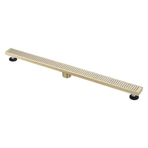 36 in. Stainless Steel Linear Shower Drain with Square Hole Pattern Drain Cover in Brushed Gold