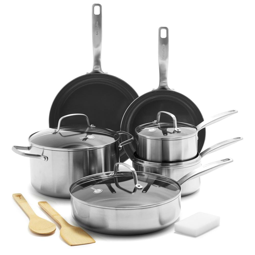 GreenLife 10-Piece Stainless Steel Pro Cookware Set CC005551-001 - The Home  Depot
