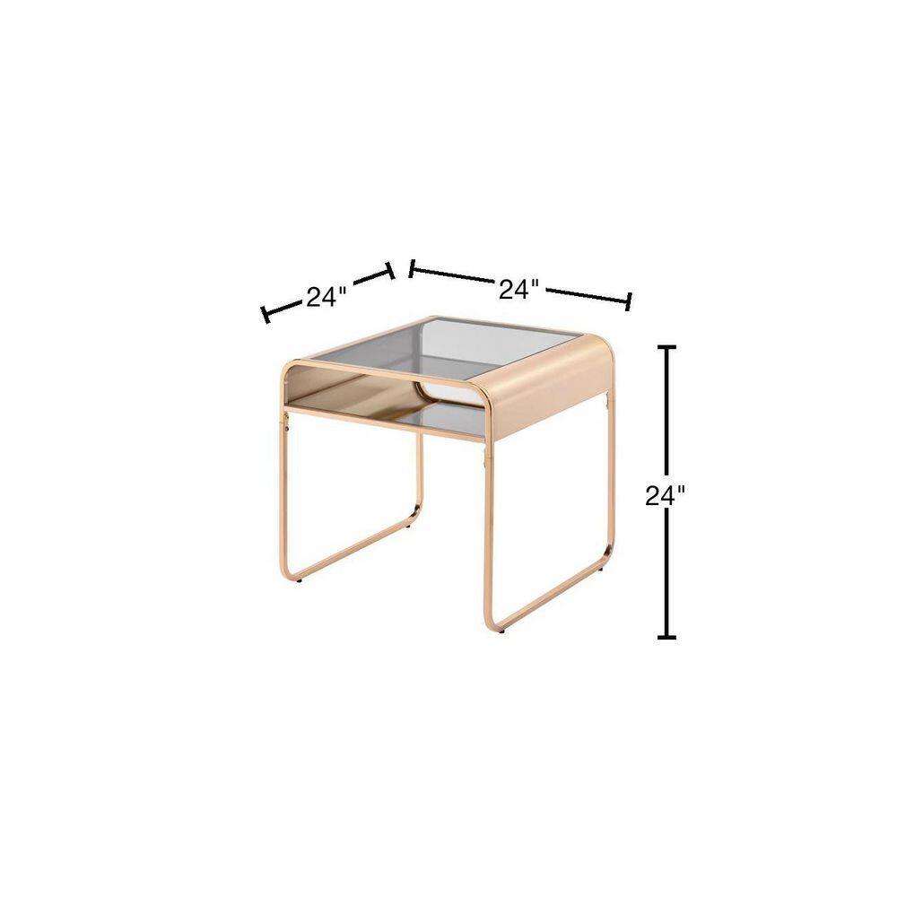 Mindry 24 in. Chrome Square Glass Top End Table - thumbnail 3